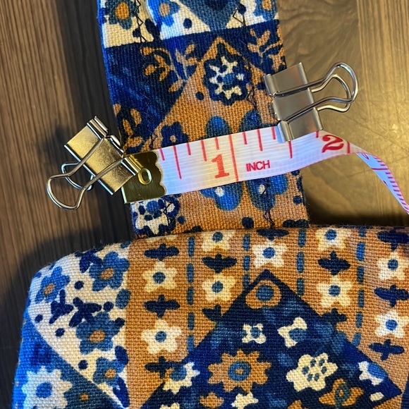 Patchwork Quilted Blue & Tan Small Shoulder Bag - Picture 6 of 9